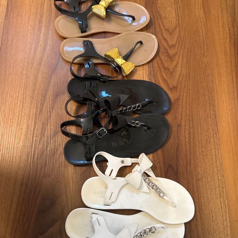 kate spade jelly flats bundle with bows - 3 pairs